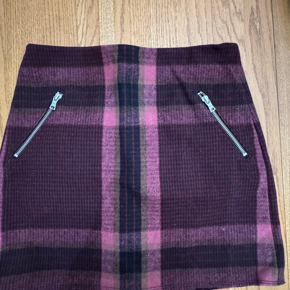 GAP Pink and Black Plaid A-Line Skirt